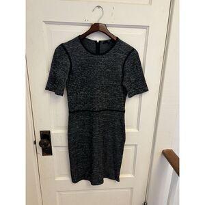 Tibi  Dress Womens Size 4 Black Heather Short Sleeve‎ Sheath Stretch